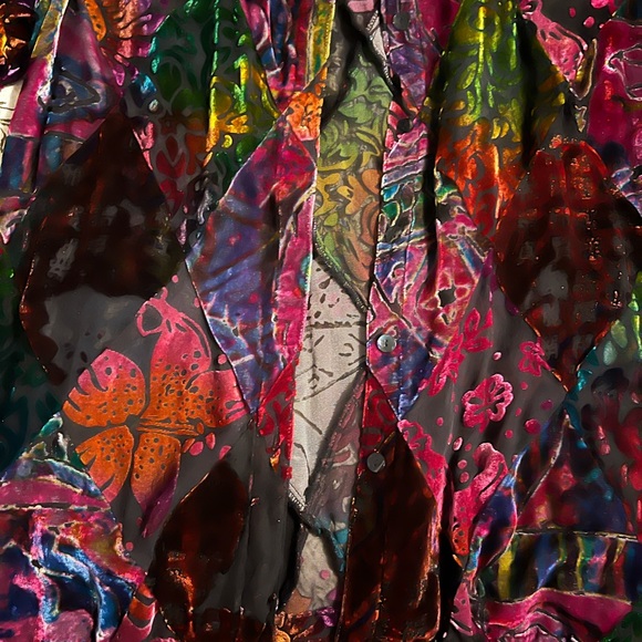 Vintage mesh/velvet button shirt - Picture 4 of 12